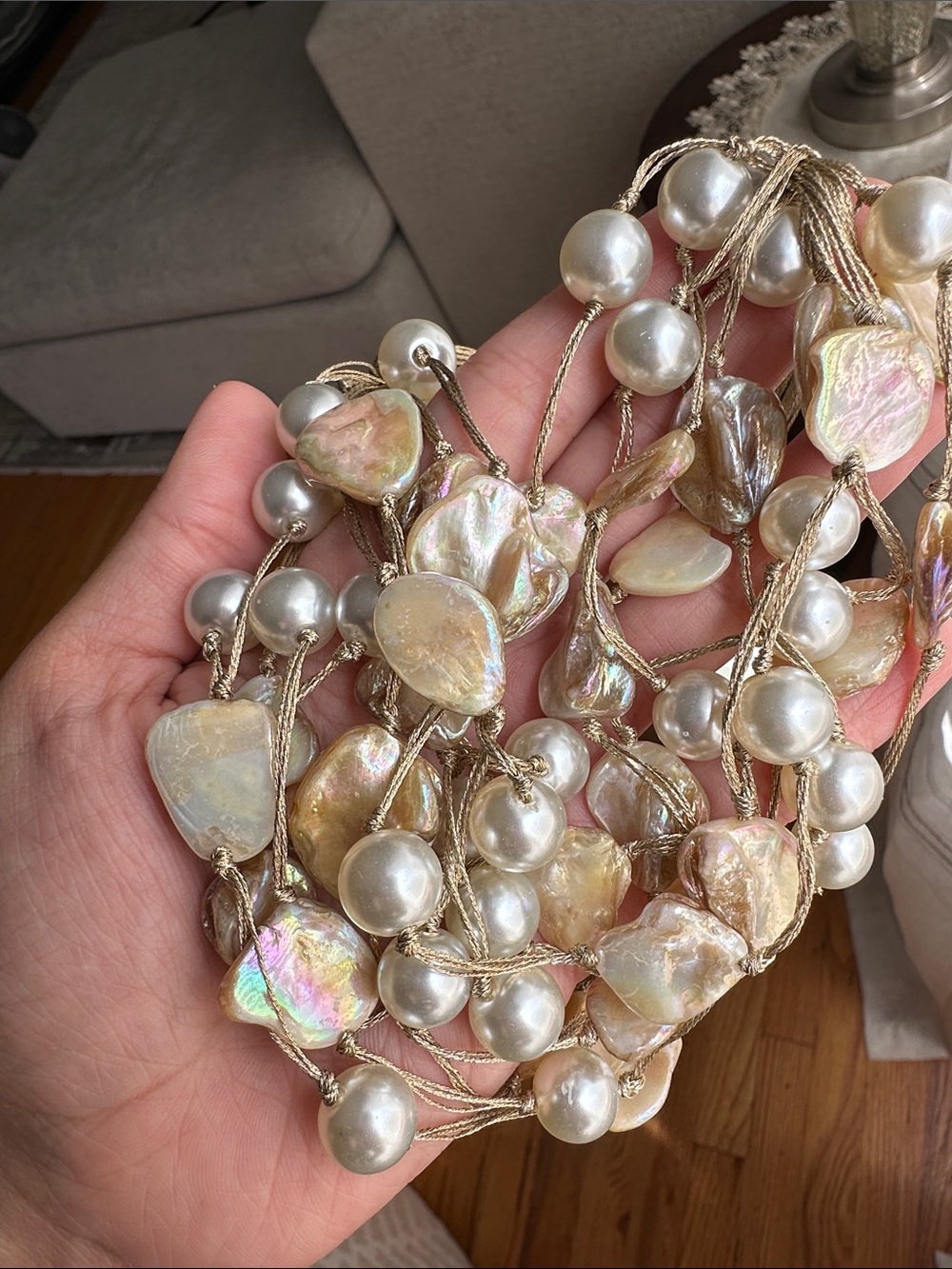 Gardenia Handmade Gold-Tone Pearl & Freshwater Pearl Statement Necklace